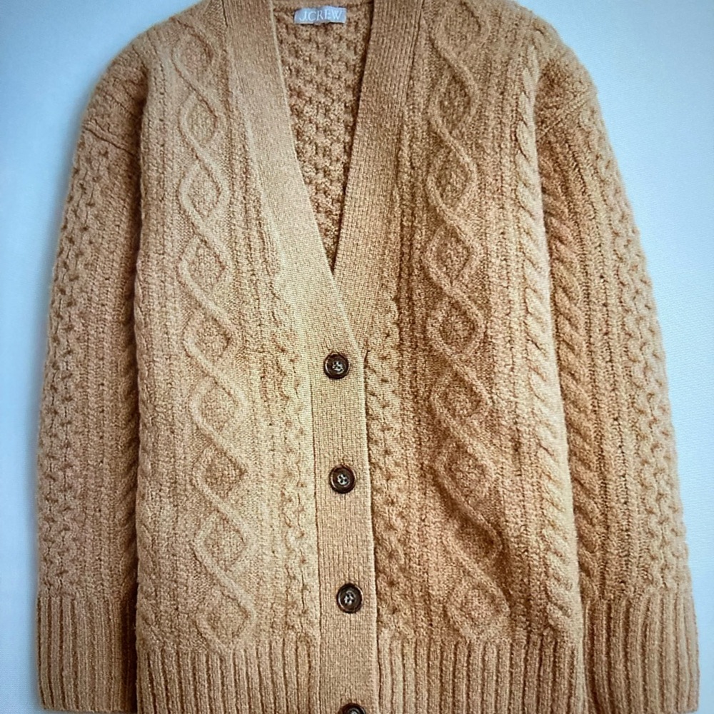 J Crew Cable-knit stretch cardigan sweater New Size Small